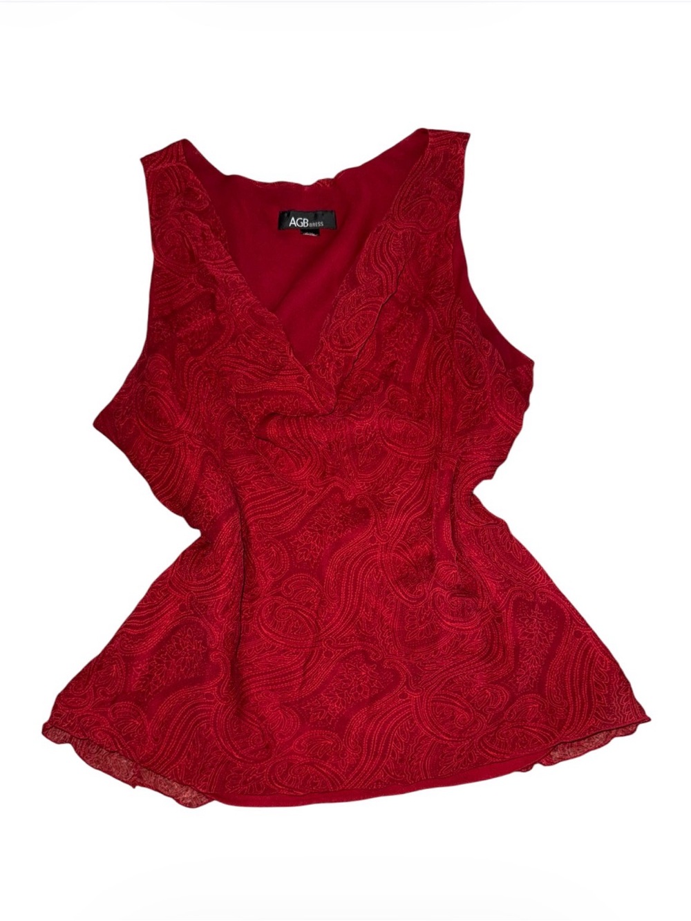 AGB Red Sleeveless Scoop Neck Top
